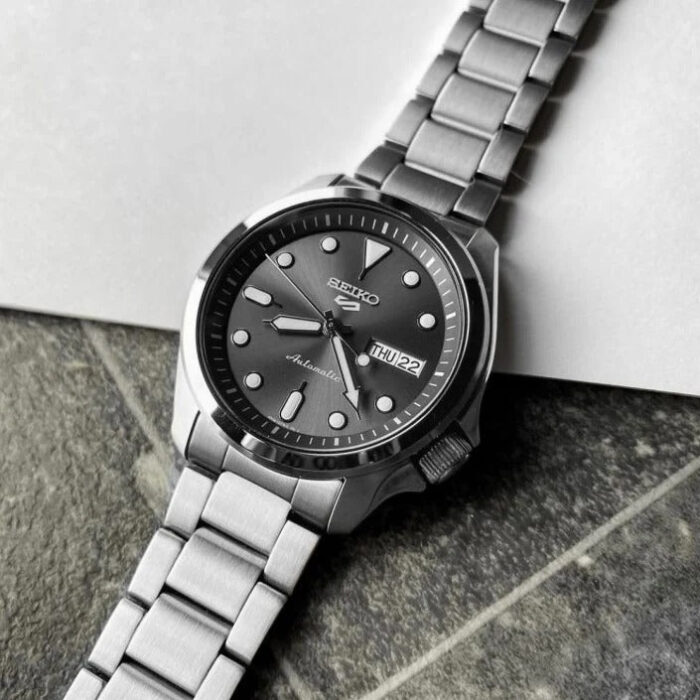 Seiko 5 Sports Automatic Grey Dial Silver Steel Strap Watch for Men - SRPE51K1 - Image 9